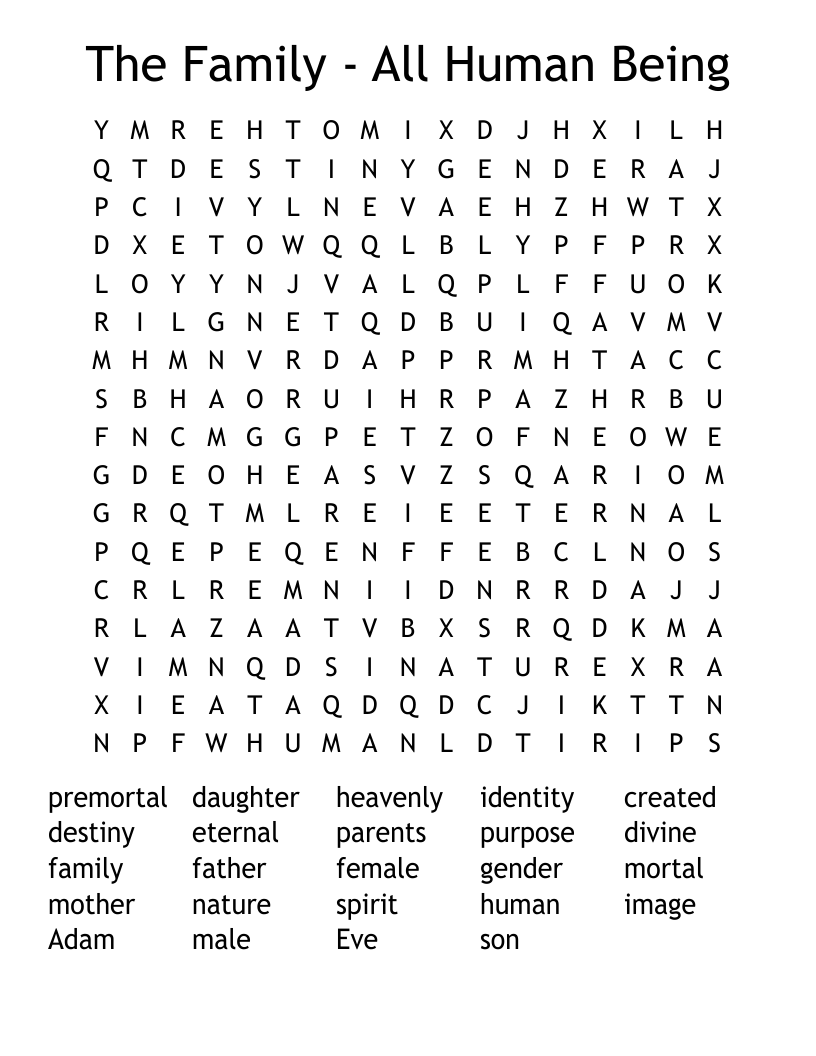 The Family - All Human Being Word Search
