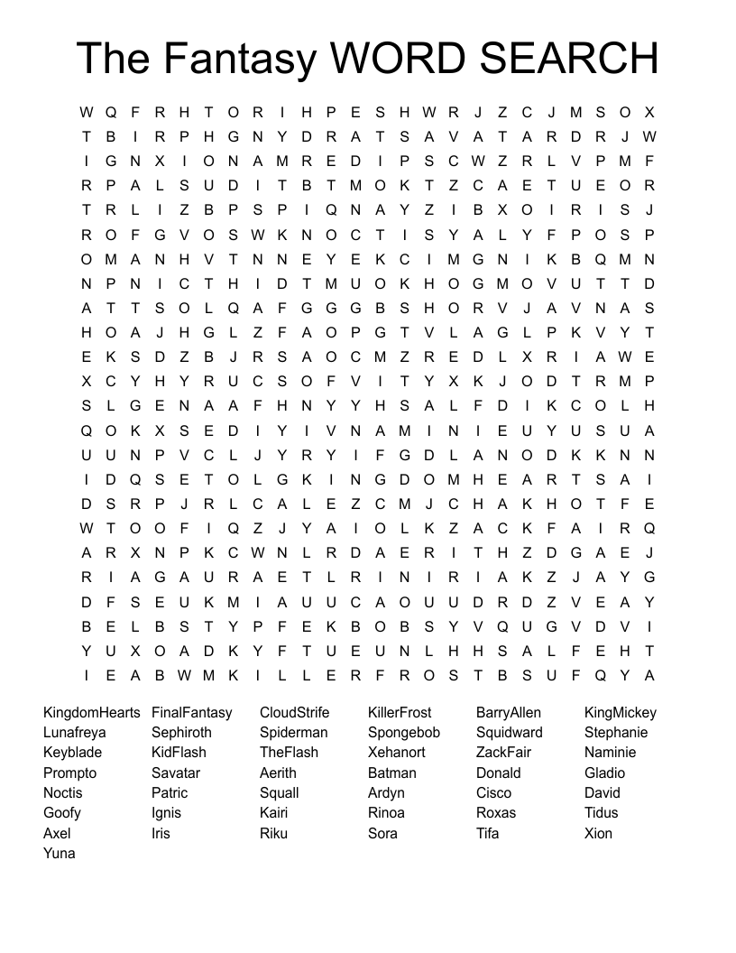 The Fantasy WORD SEARCH