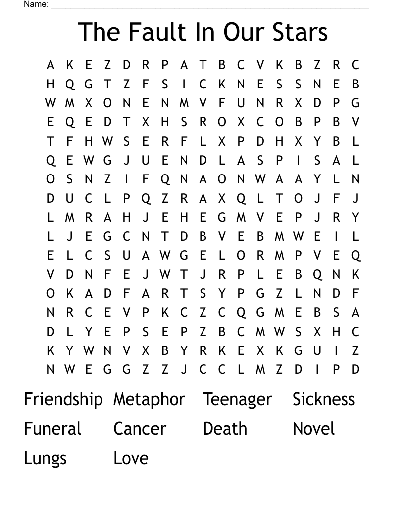 The Fault In Our Stars Word Search