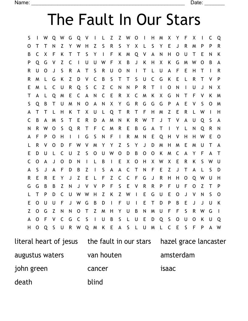 The Fault In Our Stars Word Search