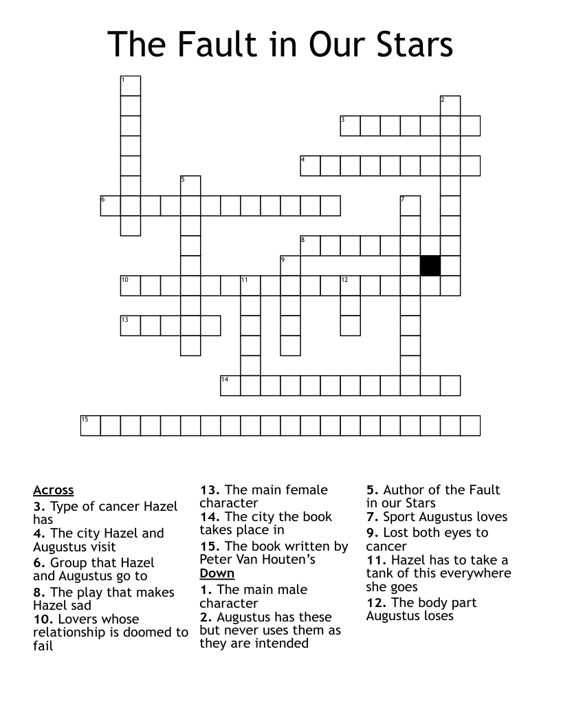 The Fault in Our Stars Crossword