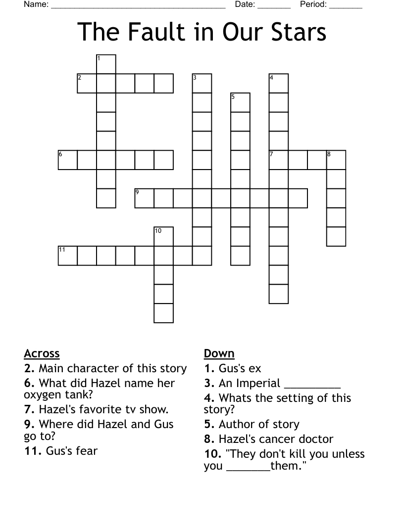 The Fault in Our Stars  Crossword
