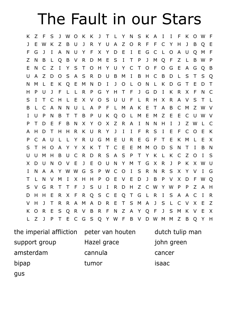 The Fault in our Stars  Word Search