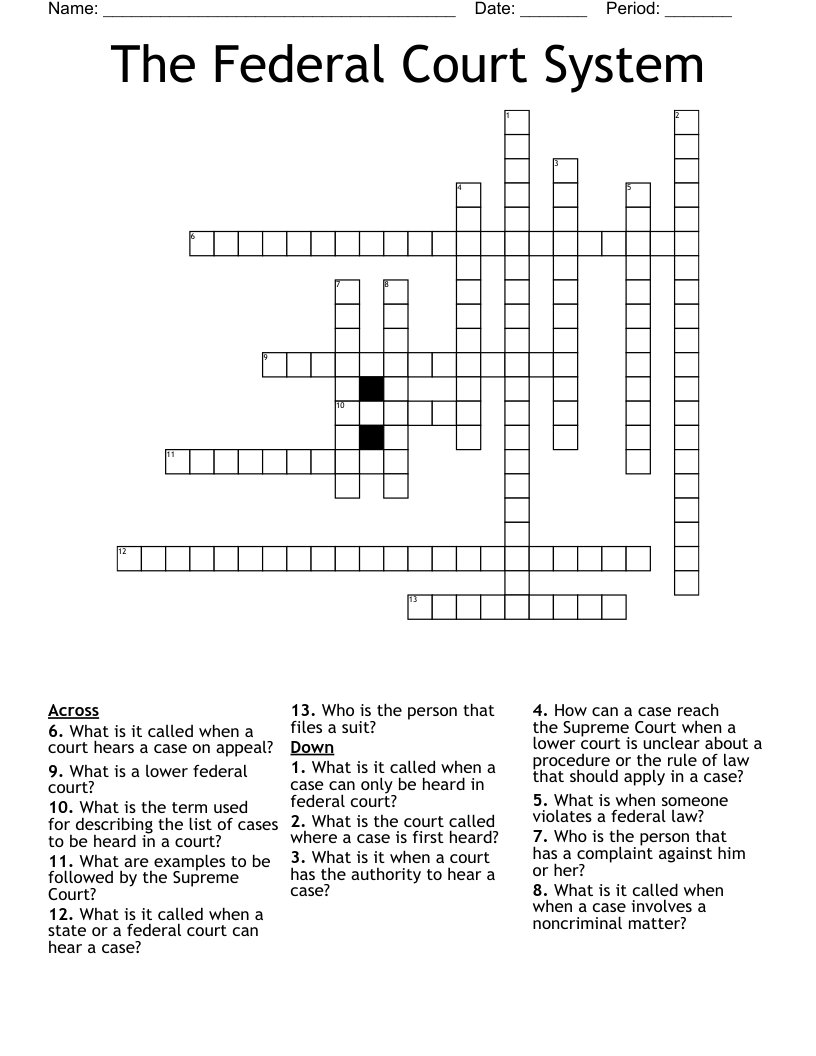 The Federal Court System Crossword