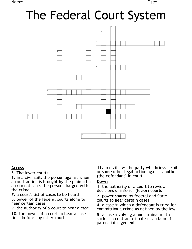 The Federal Court System Crossword