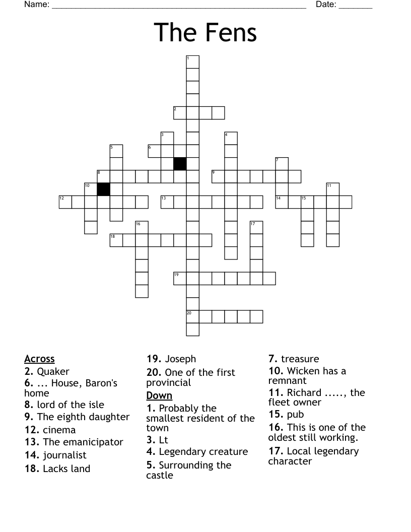 The Fens Crossword