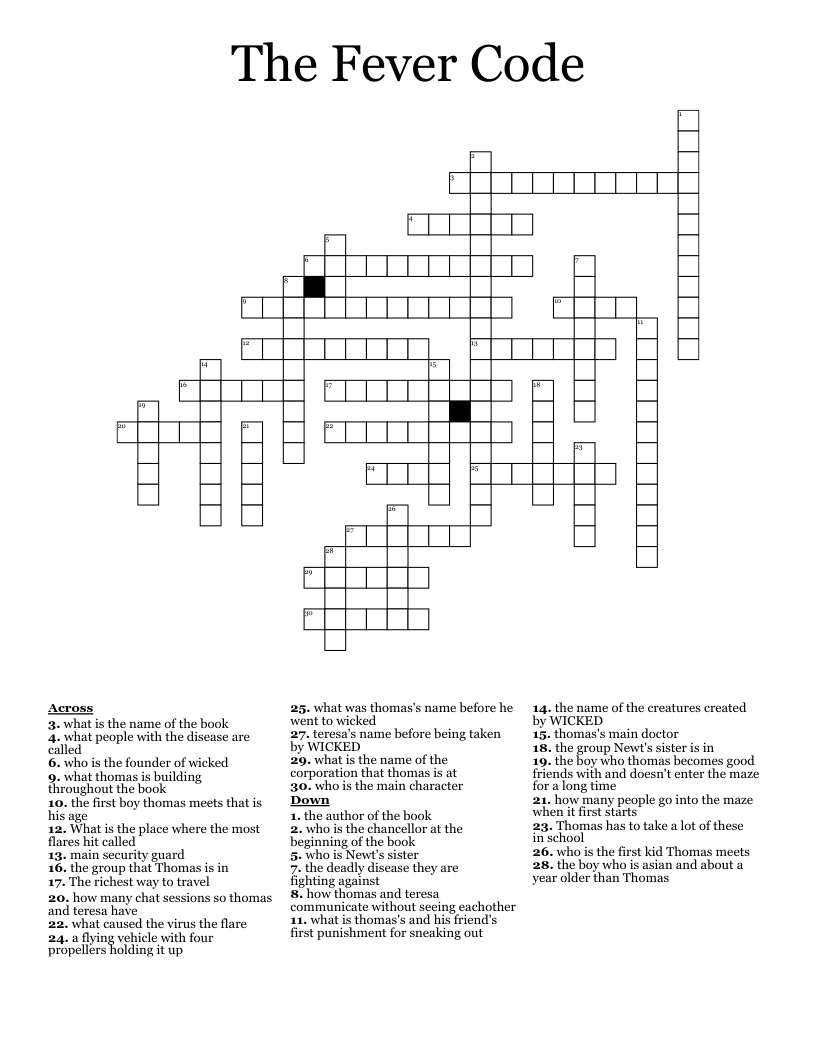 The Fever Code Crossword