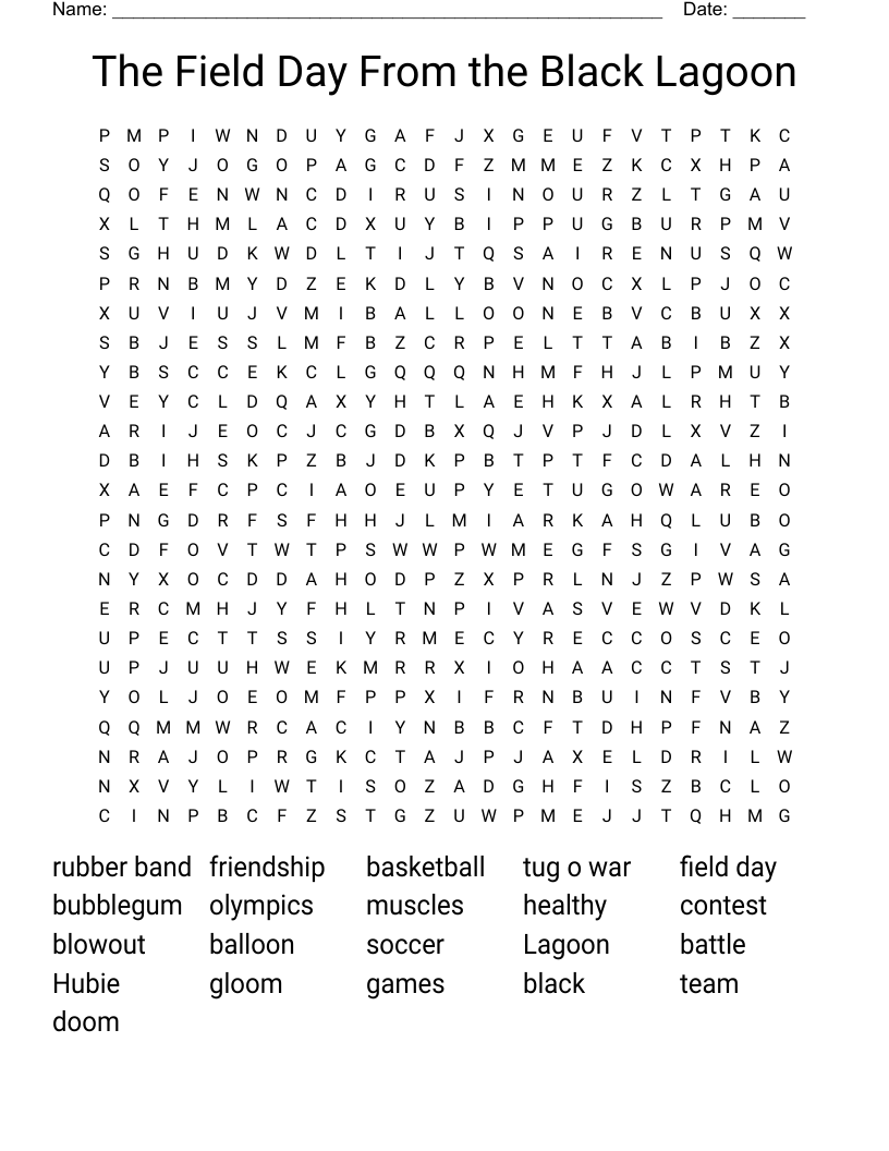 The Field Day From the Black Lagoon Word Search