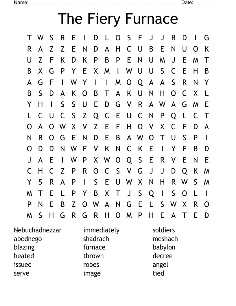 The Fiery Furnace Word Search