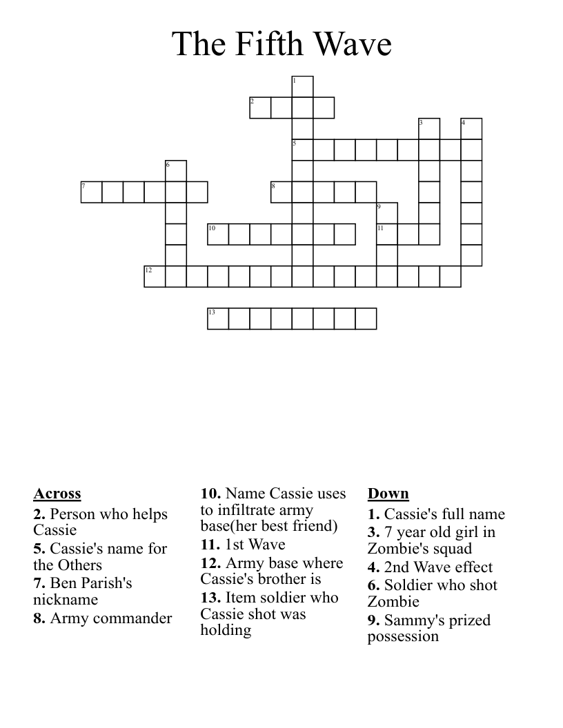 The Fifth Wave Crossword