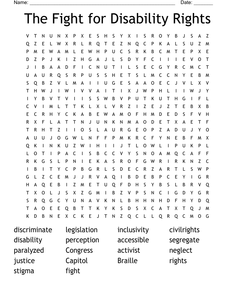 The Fight for Disability Rights Word Search
