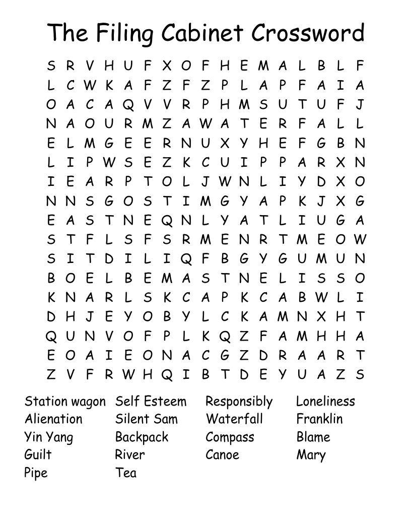 The Filing Cabinet Crossword  Word Search