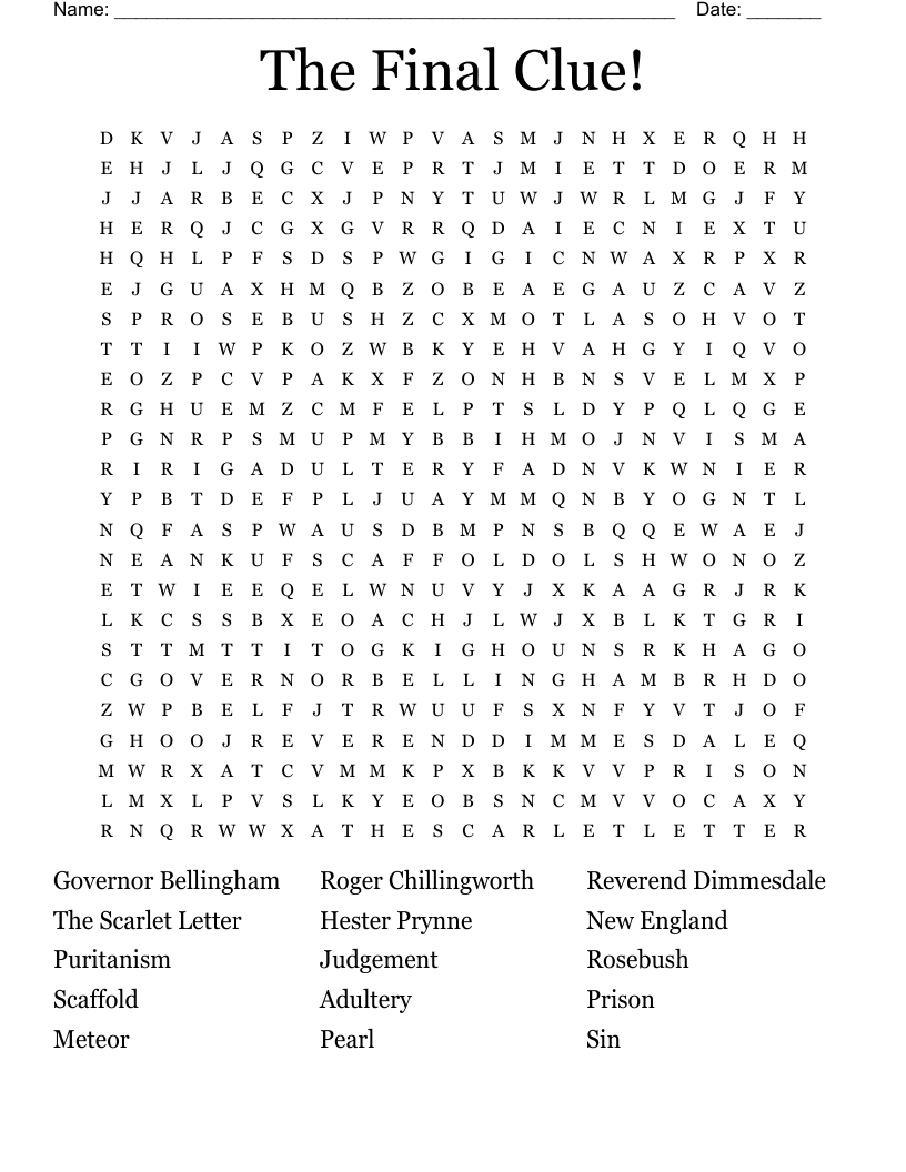 The Final Clue! Word Search