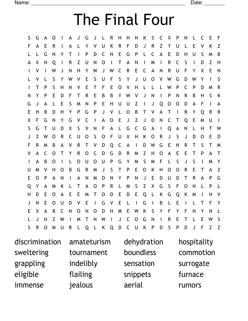 The Final Four Word Search