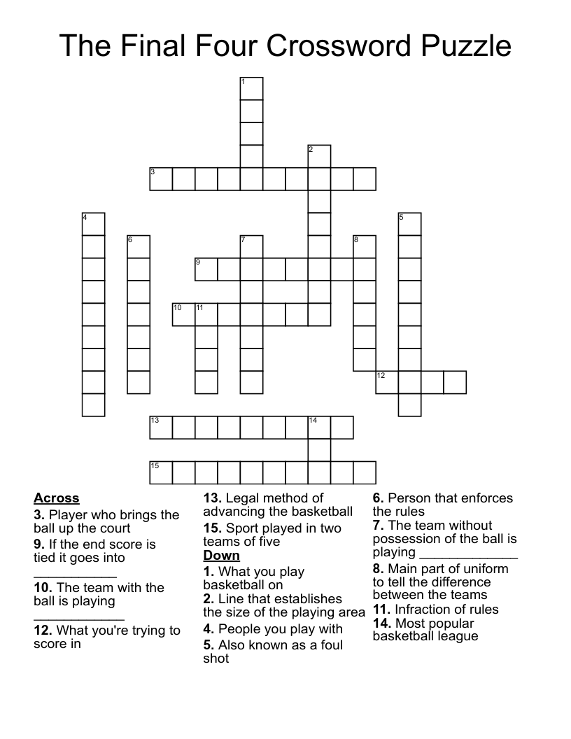 The Final Four Crossword Puzzle
