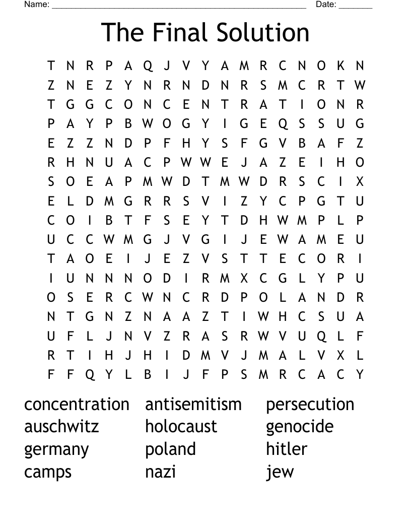 The Final Solution Word Search