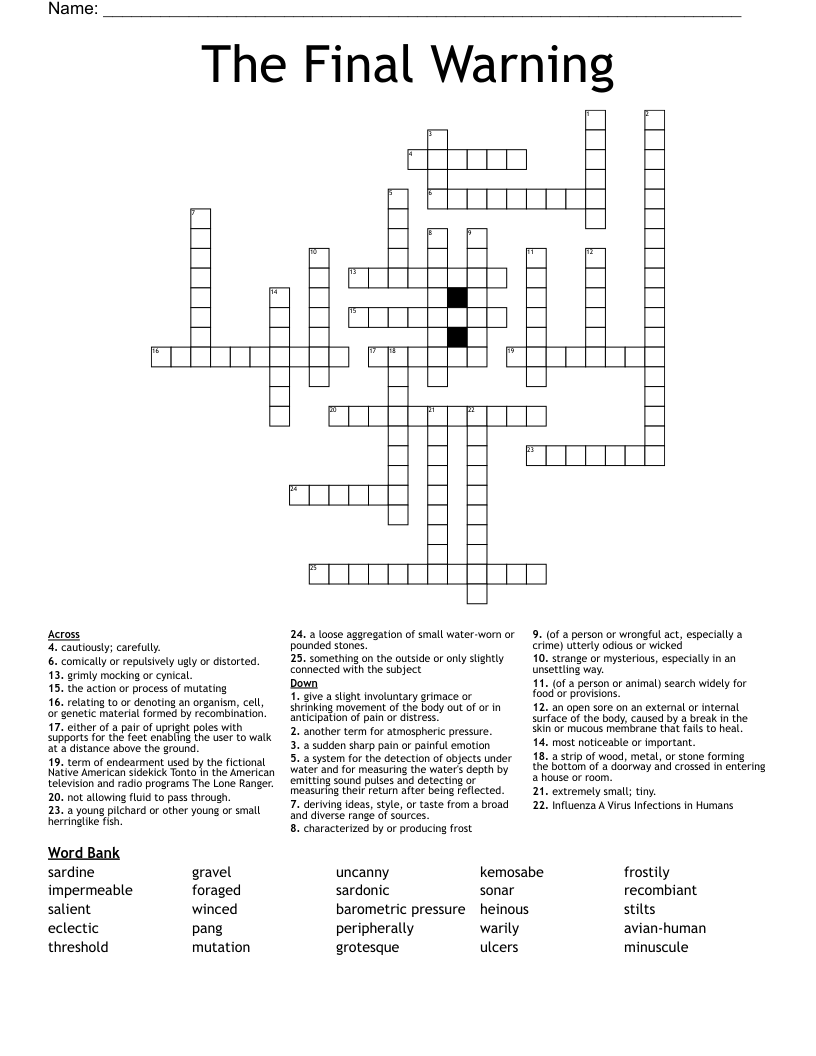 The Final Warning Crossword