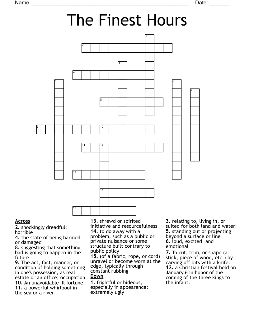 The Finest Hours Crossword