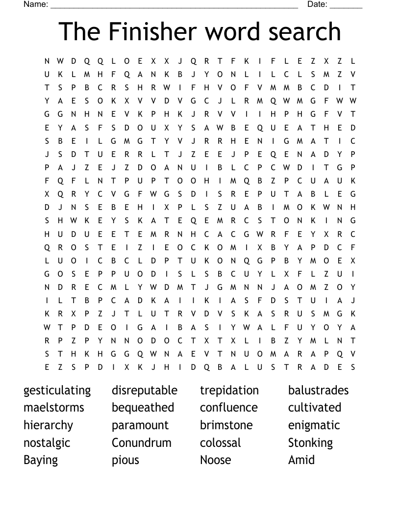 The Finisher word search