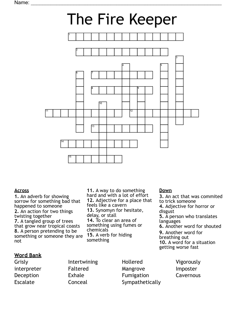The Fire Keeper Crossword