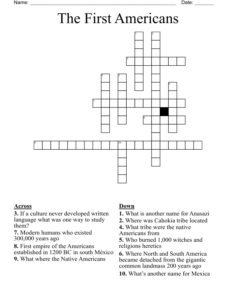 The First Americans Crossword