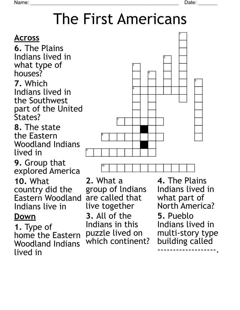 The First Americans Crossword