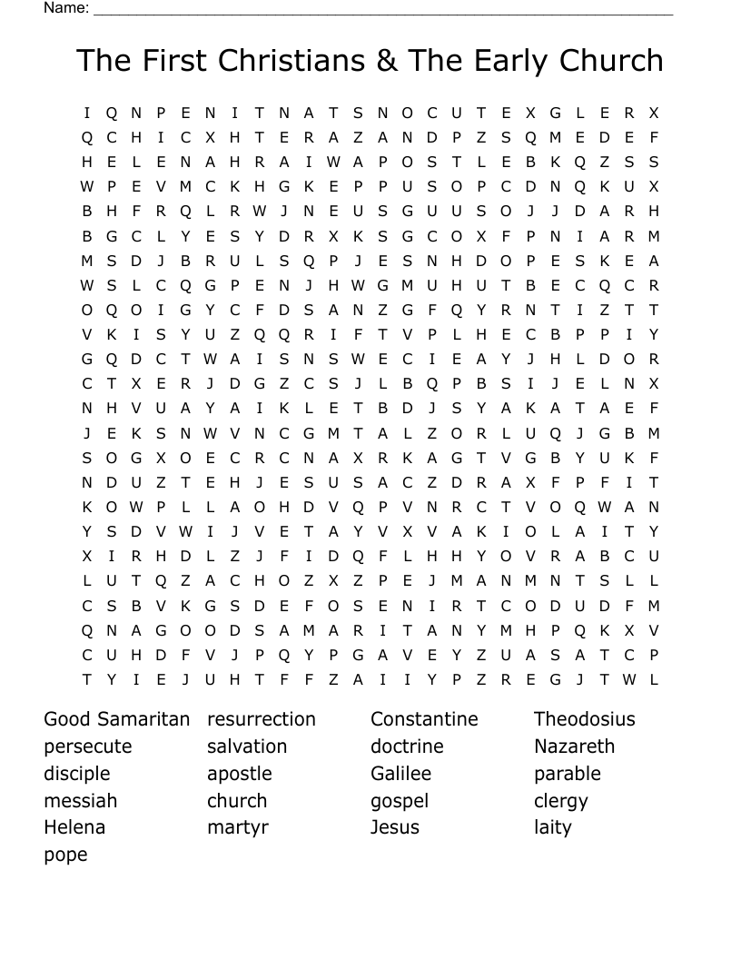 The First Christians & The Early Church Word Search