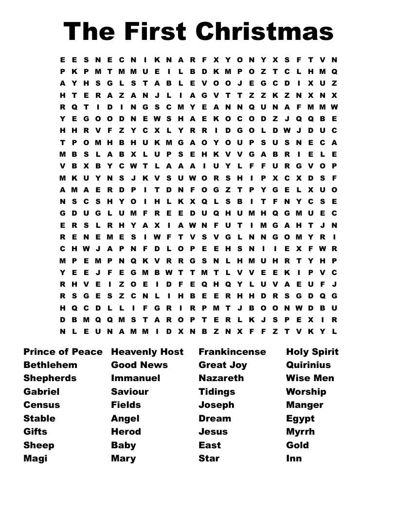 The First Christmas  Word Search