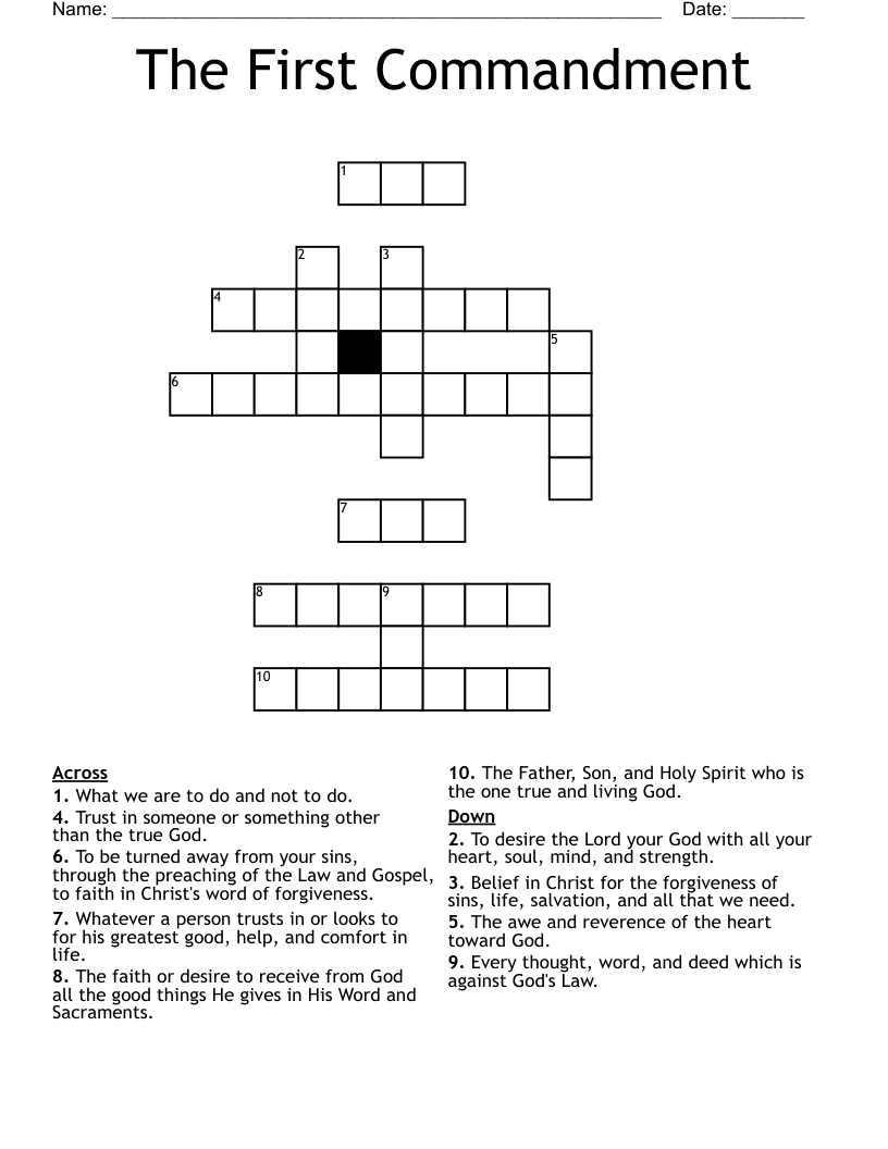 The First Commandment Crossword