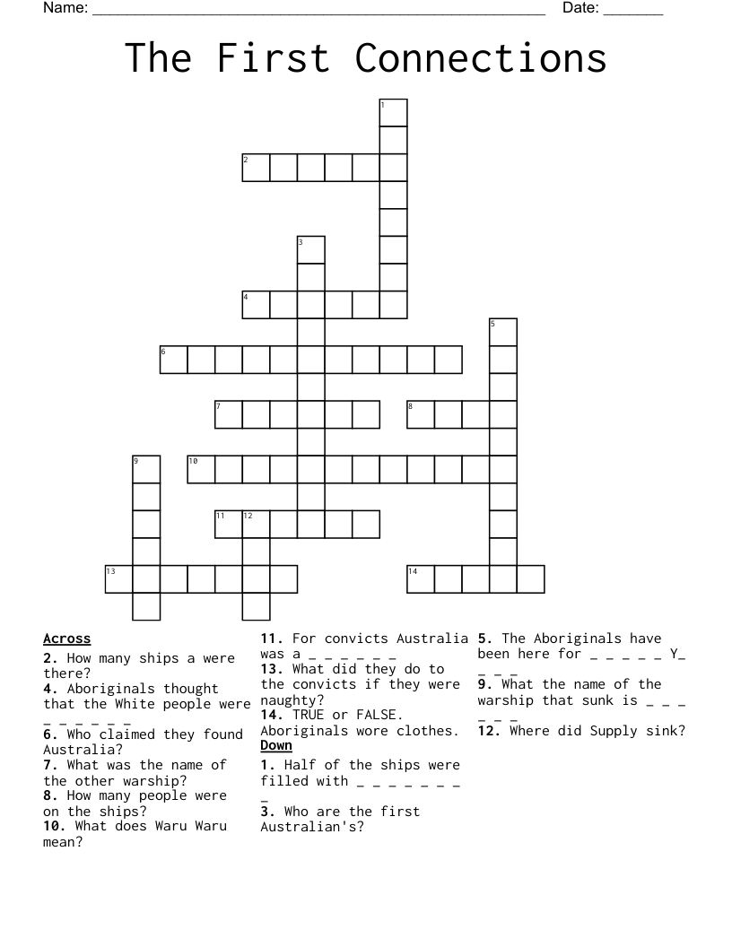 The First Connections Crossword