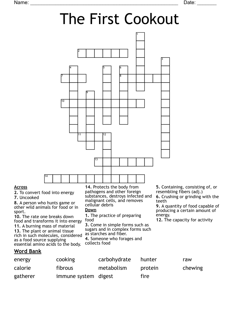The First Cookout Crossword