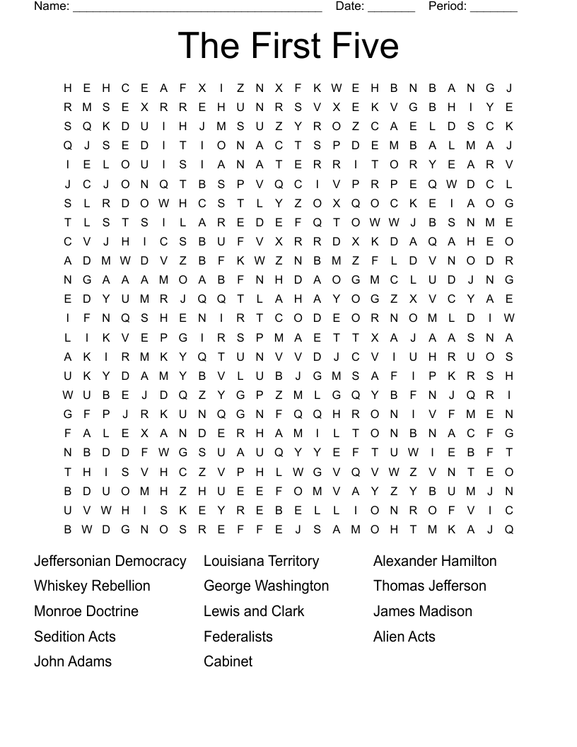The First Five Word Search