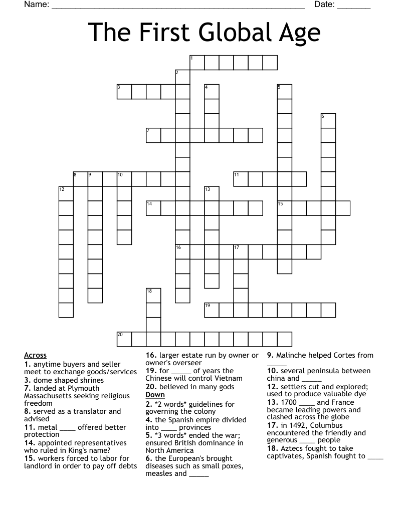 The First Global Age  Crossword