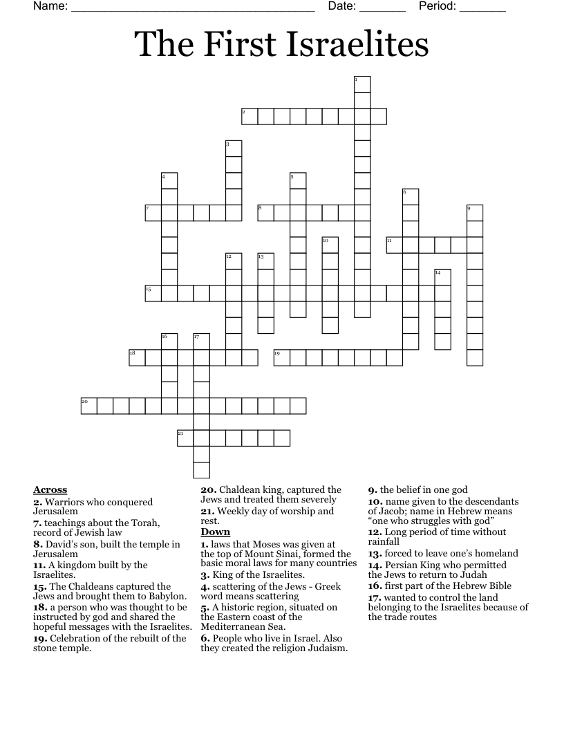 The First Israelites Crossword