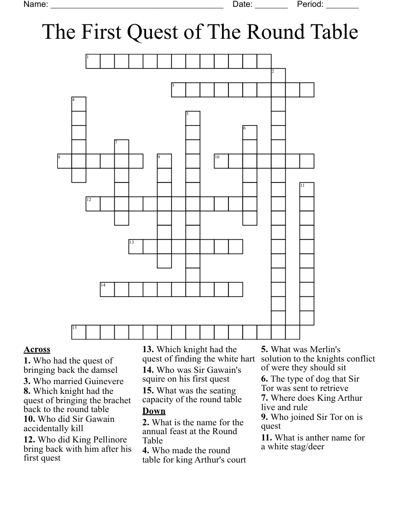 The First Quest of The Round Table Crossword