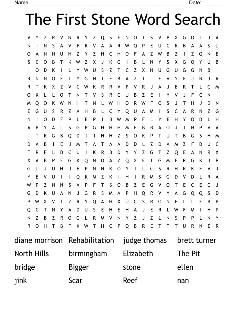 The First Stone Word Search