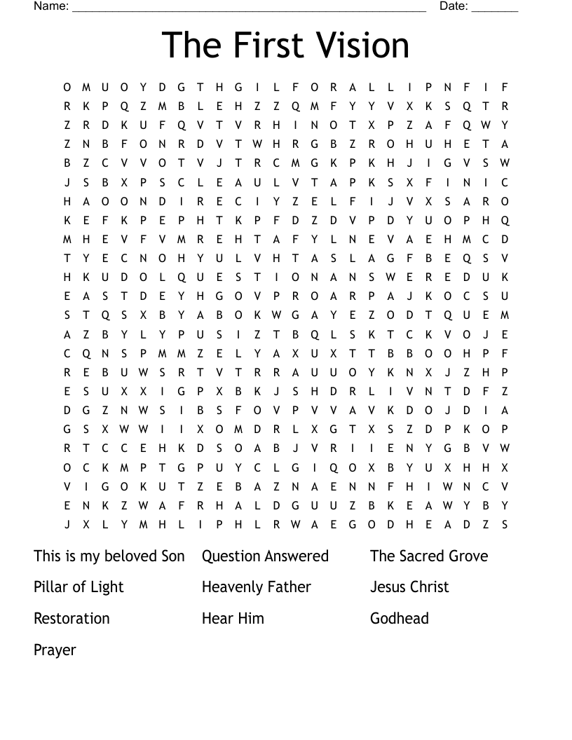 The First Vision Word Search