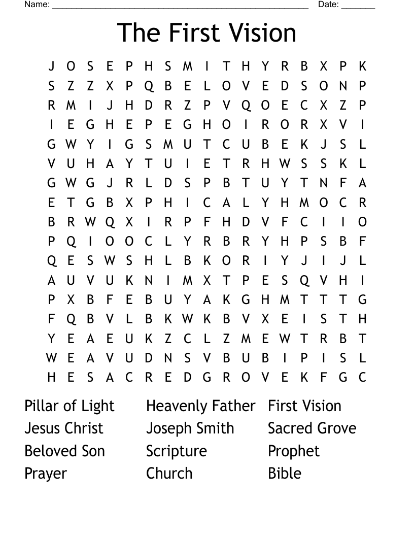 The First Vision Word Search