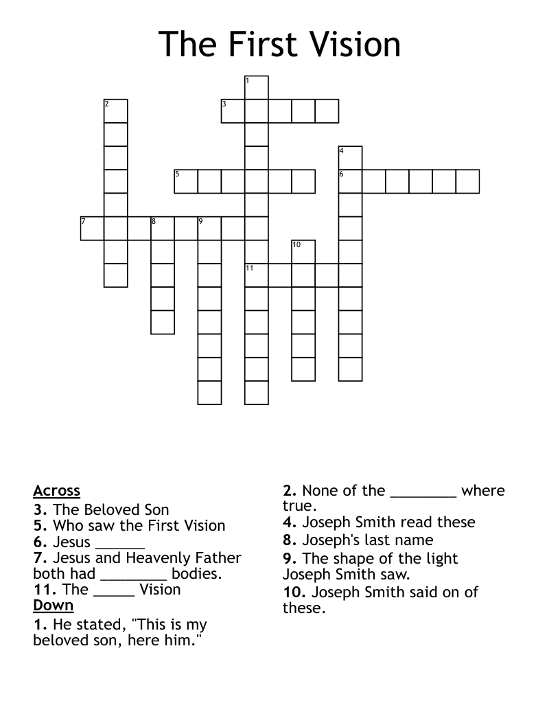 The First Vision Crossword