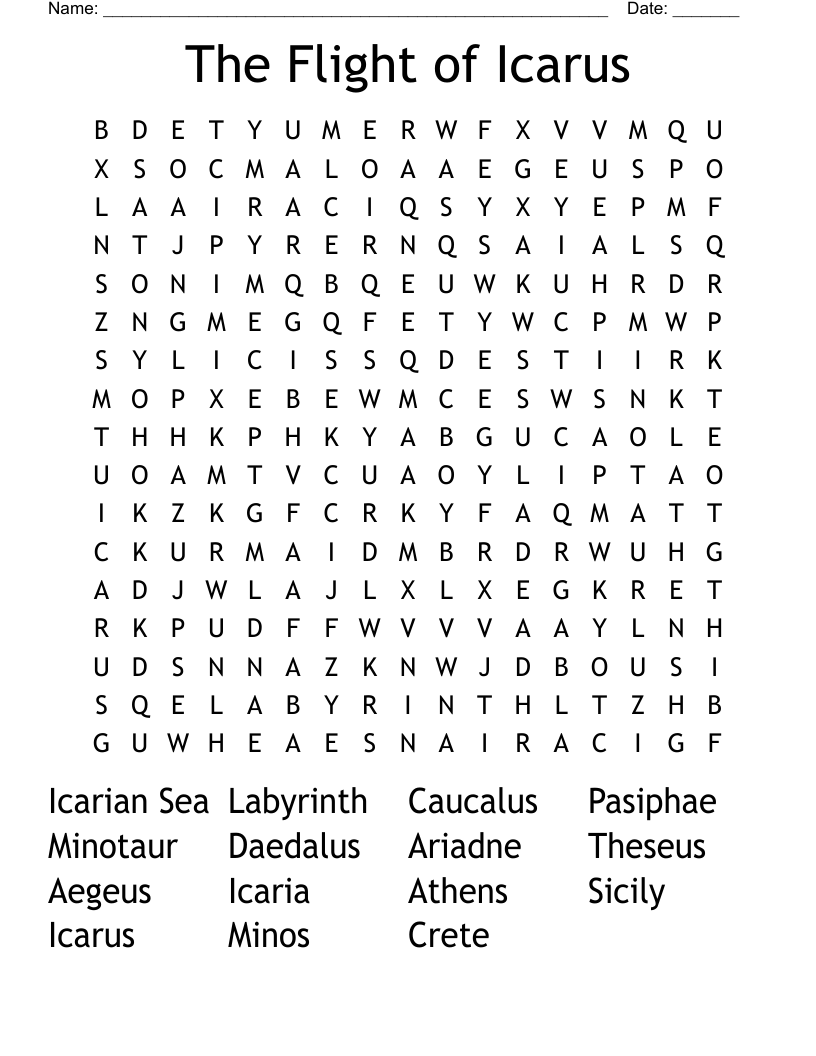 The Flight of Icarus Word Search