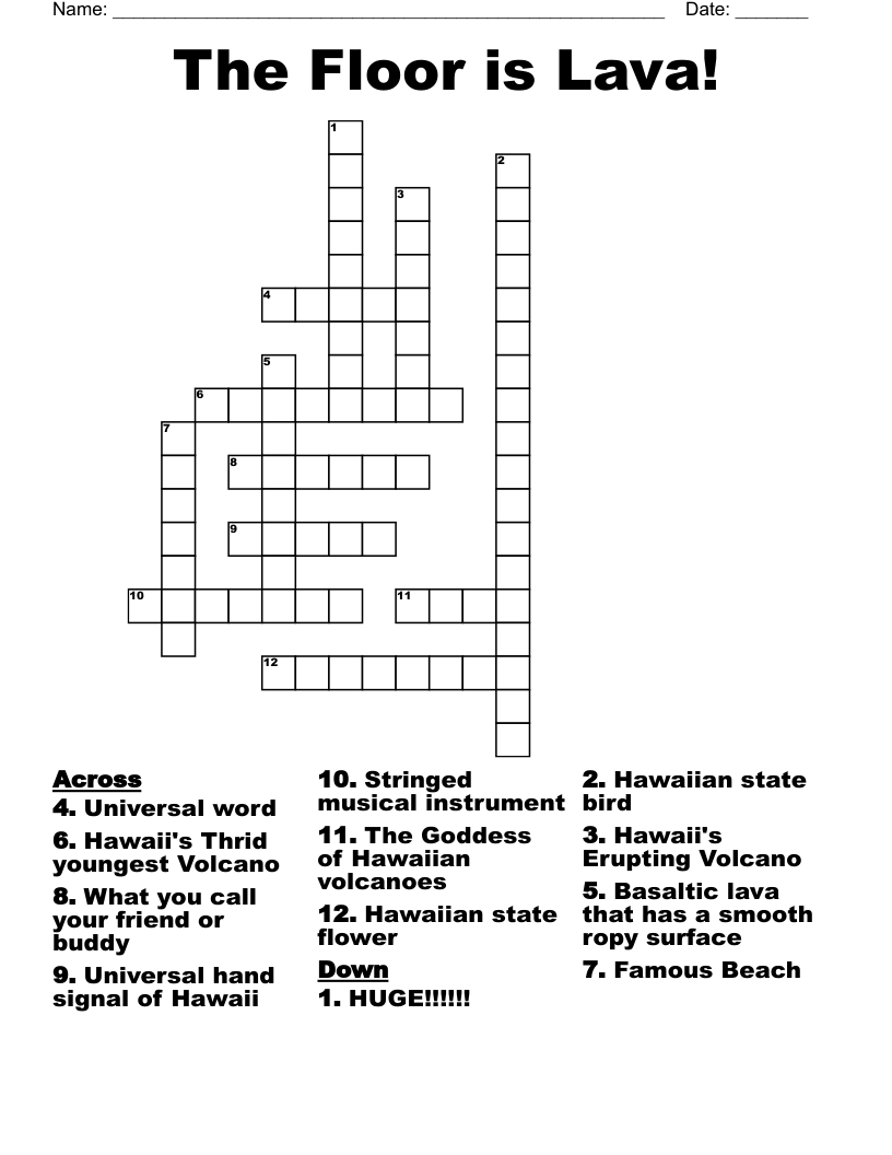 The Floor is Lava! Crossword