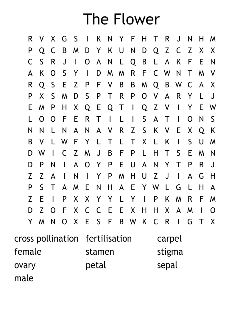 The Flower Word Search
