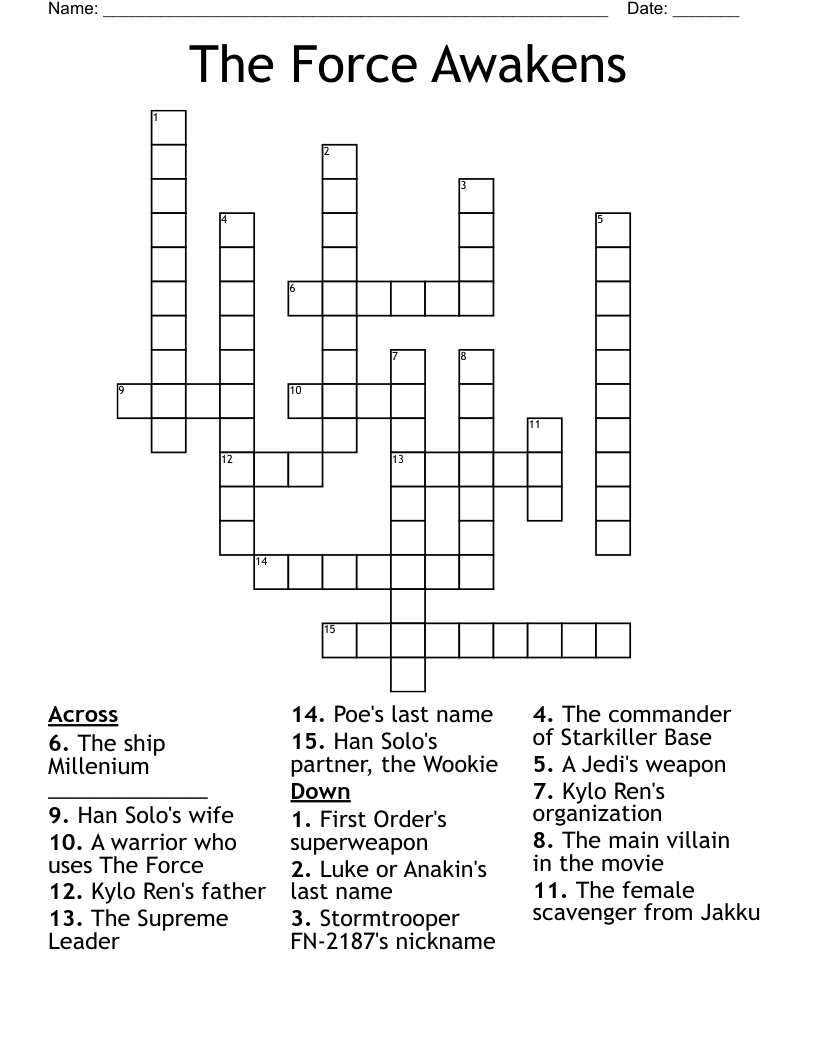 The Force Awakens Crossword