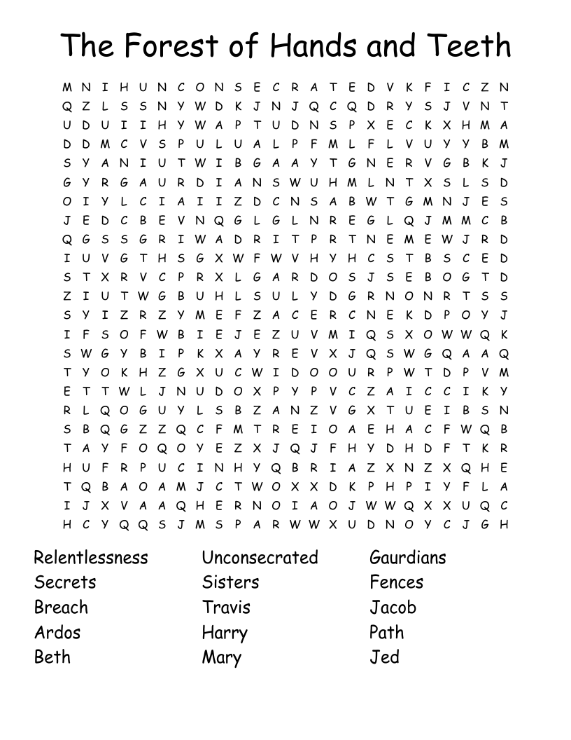 The Forest of Hands and Teeth Word Search