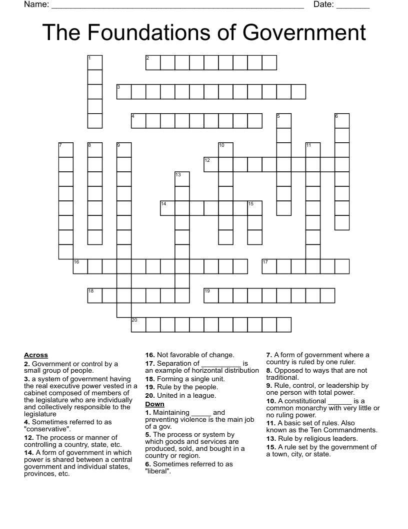 The Foundations of Government Crossword