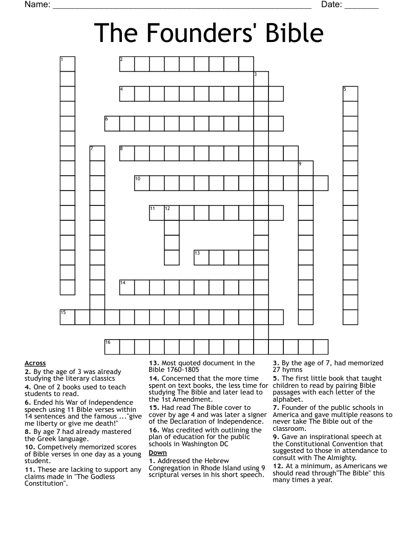 The Founders' Bible Crossword