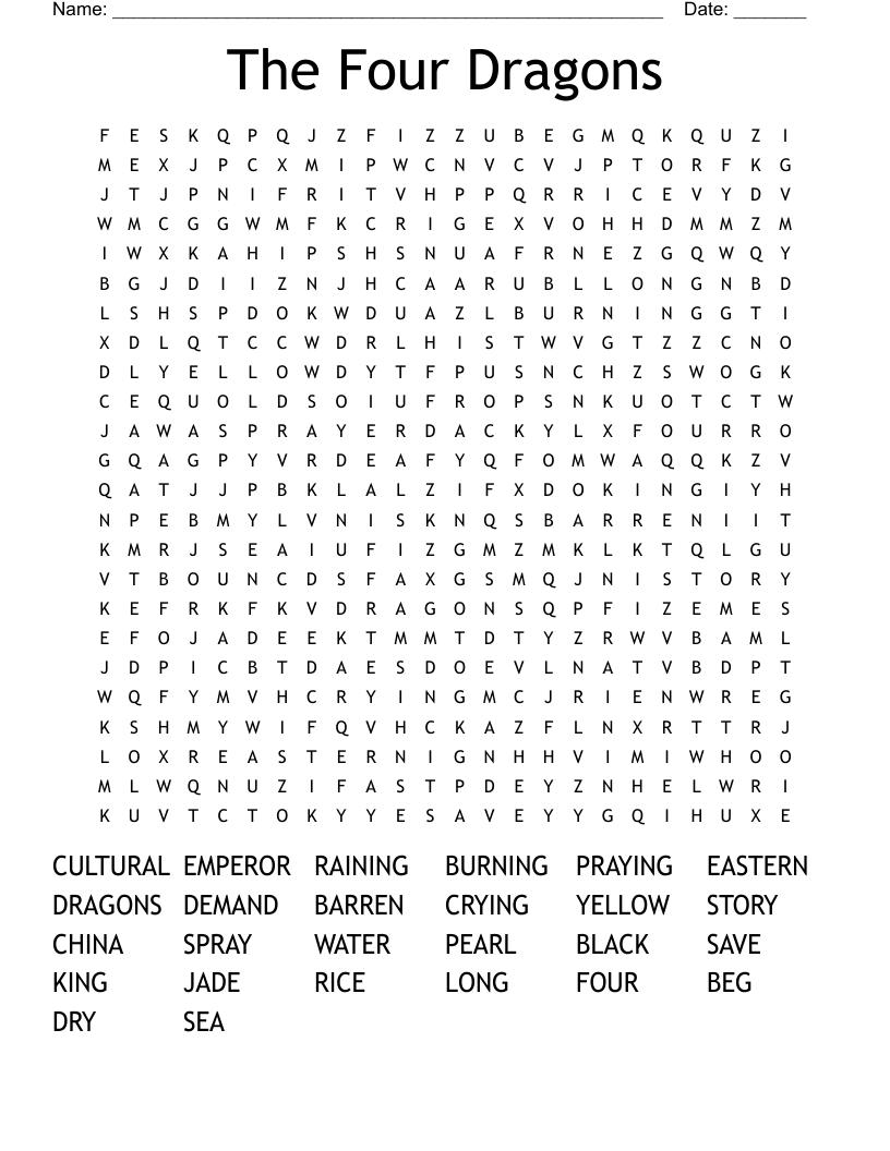 The Four Dragons Word Search