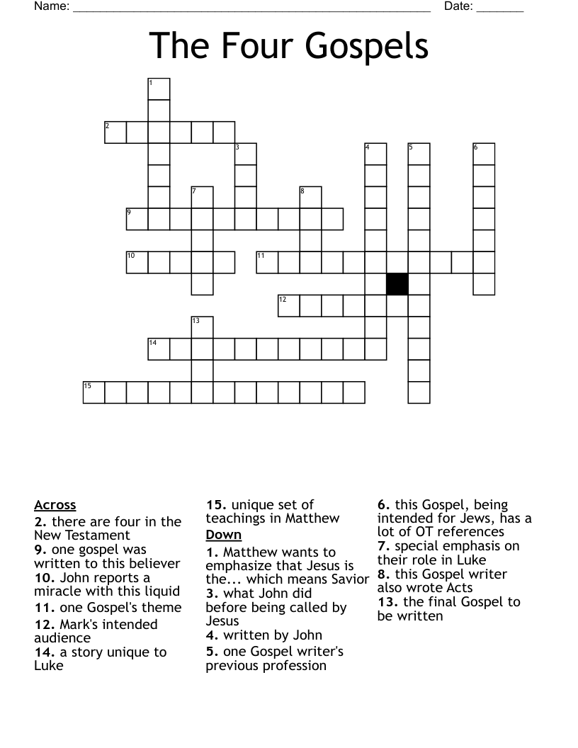 The Four Gospels Crossword