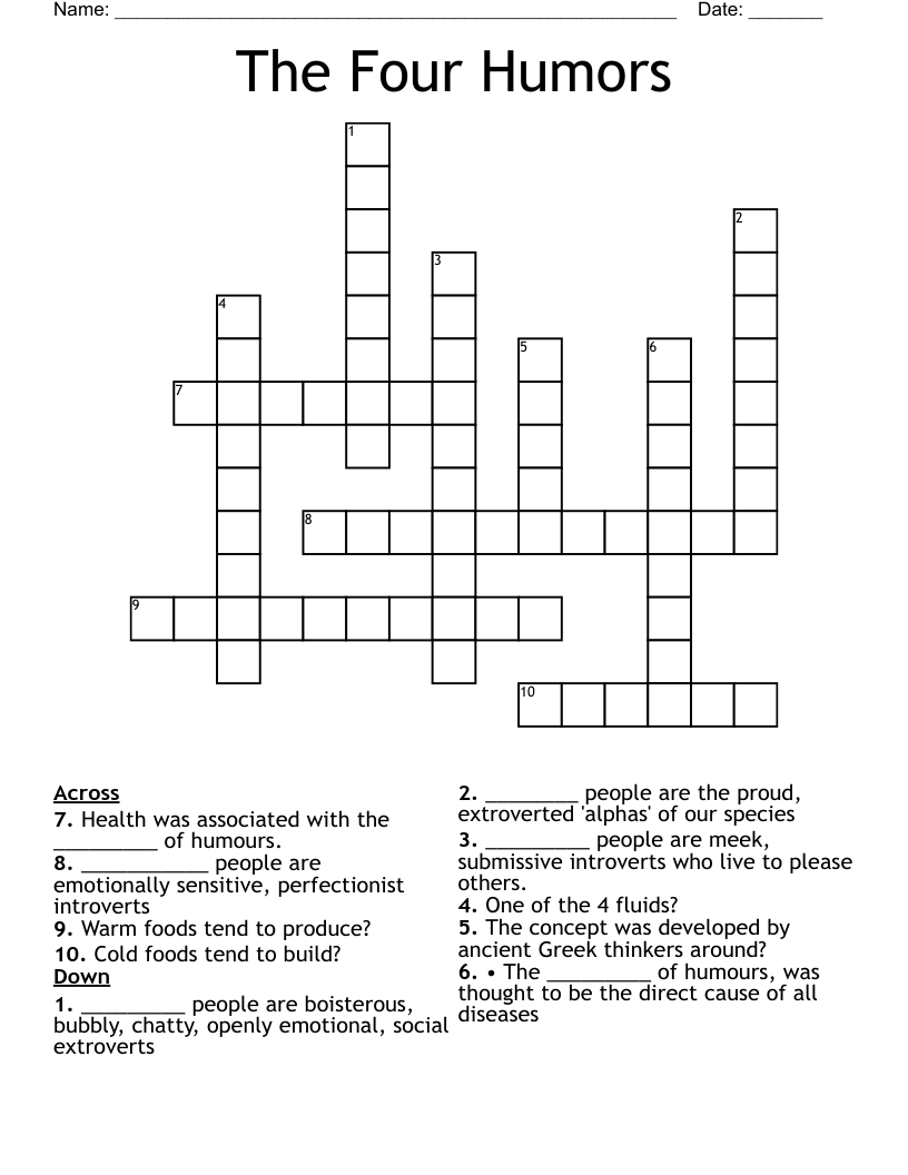 The Four Humors Crossword