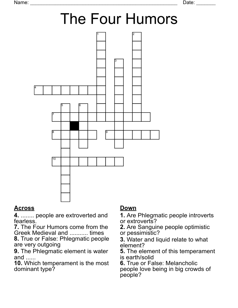The Four Humors Crossword